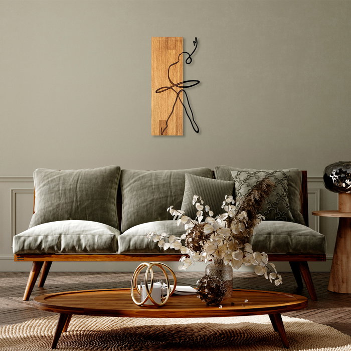 Wallity MA-299 Accesorio decorativo de pared de madera y metal Nogal y negro Wallity MA-299 Accesorio decorativo de pared de madera y metal Nogal y negro